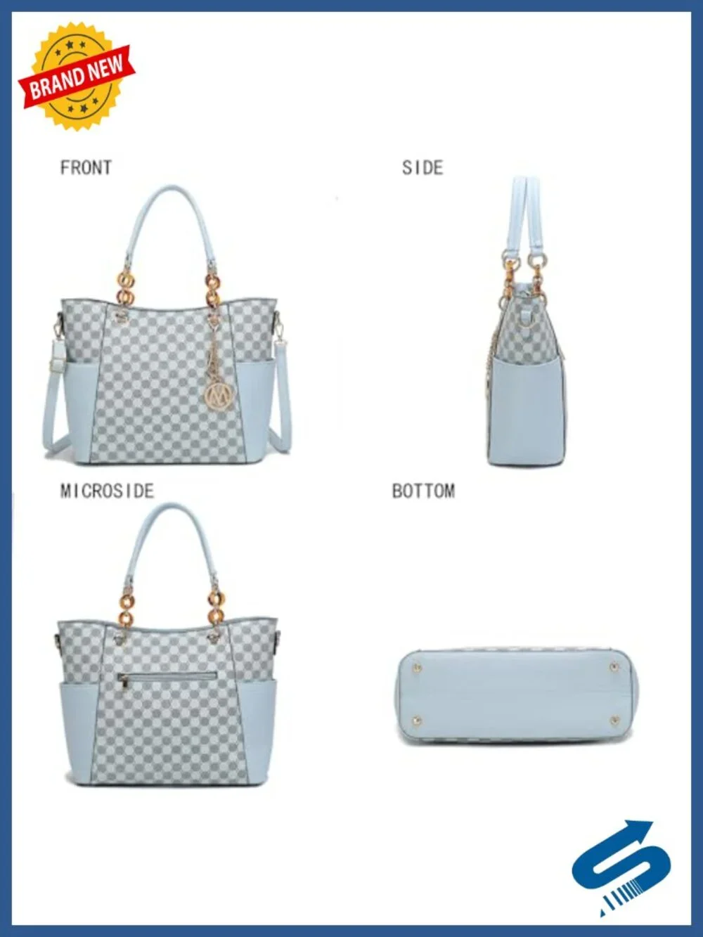 Vegan Leather Tote Handbag Set with Wallet, Top Handle, Crossbody Strap